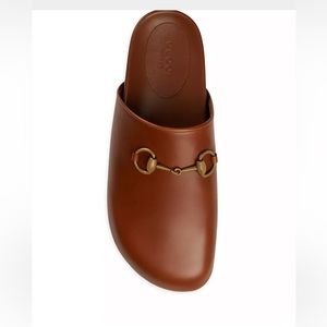 Gucci Sol Leather Horsebit Mules tan 37